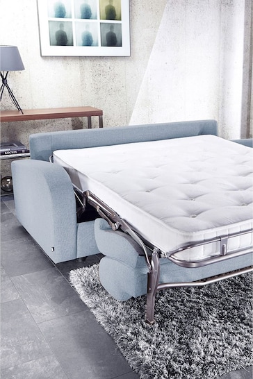 Jay-Be Beds Blue 3 Seater Retro Sofa Bed with Deep Sprung Mattress