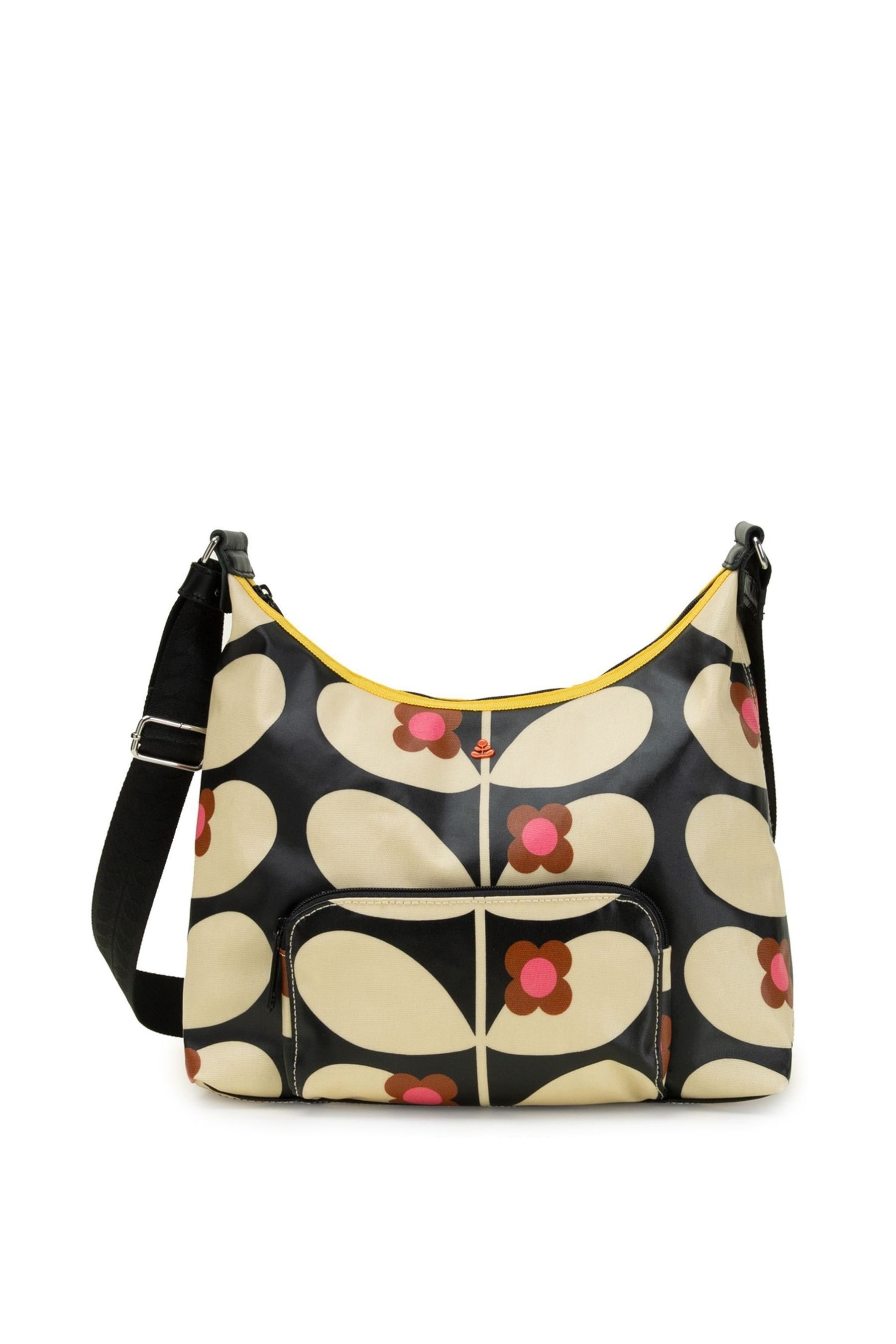 Orla Kiely Brown Scoop Wild Rose Stem Large Hobo Bag
