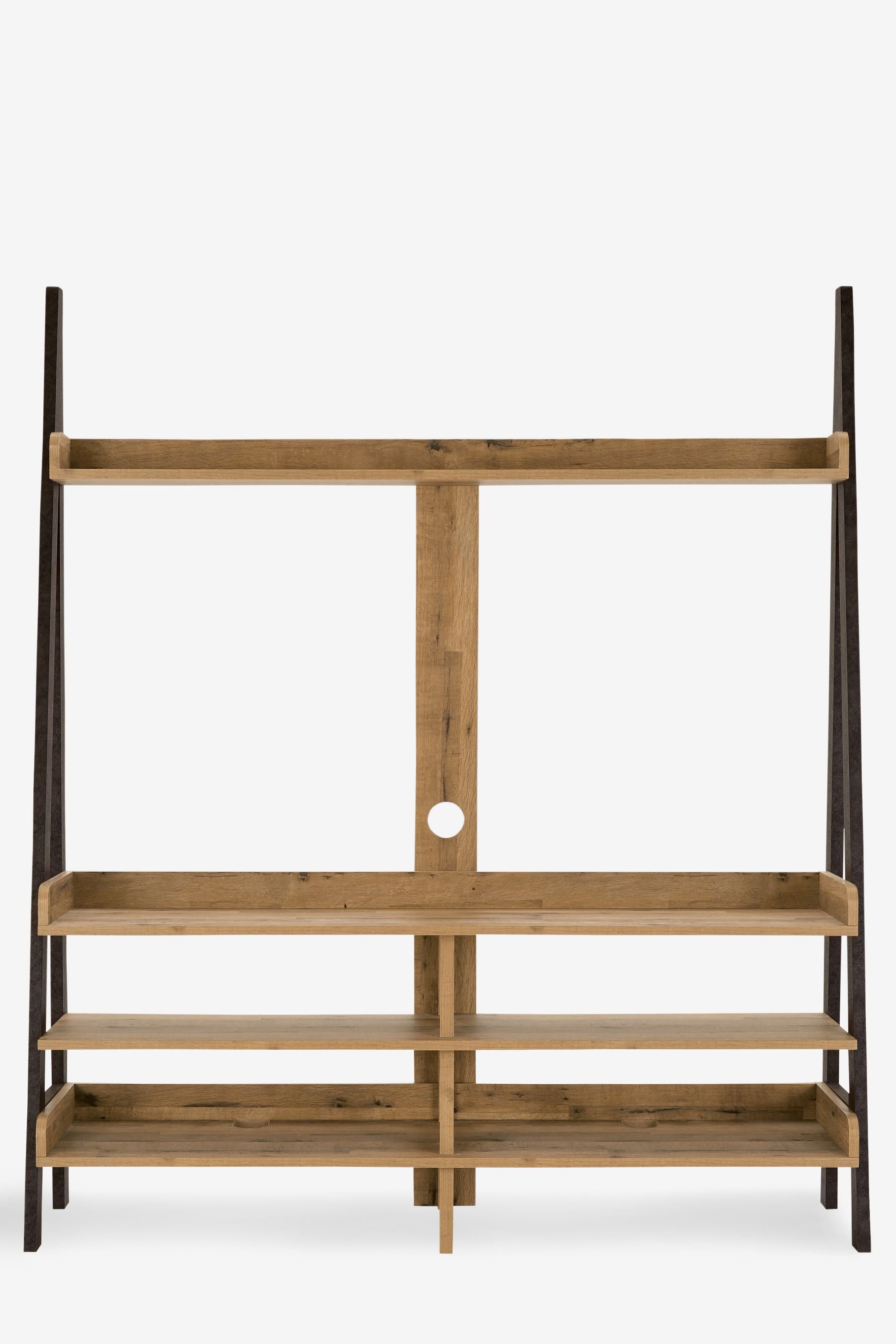 Oak tv store ladder shelf