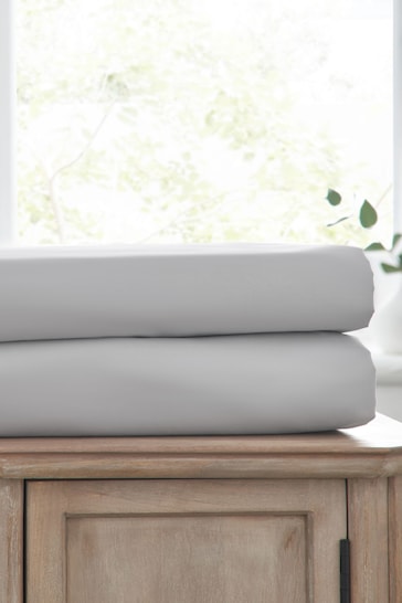 Grey Easy Care Polycotton 2 Pack Sheet