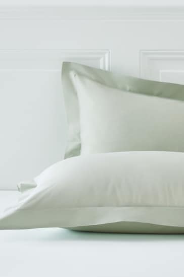 Set of 2 Green Pale Sage Cotton Rich Pillowcases