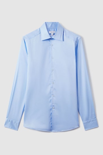 Reiss Blue Frontier Slim Fit Cotton Blend Shirt