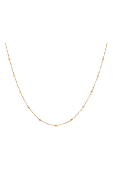 Hot Diamonds Gold Tone Embrace Beaded Cable 32-39cm Chain Necklace
