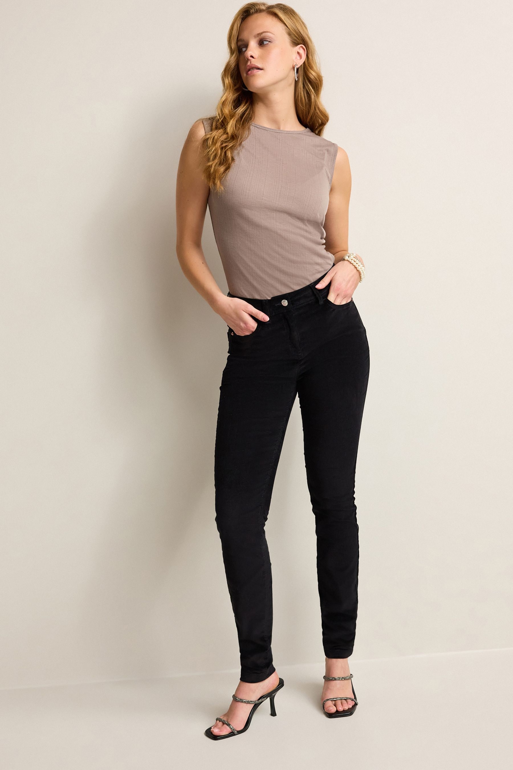 Womens black cord trousers sales