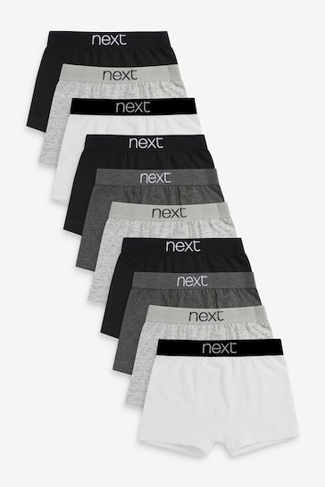 Grey/Black/White 10 Pack Trunks (2-16yrs)