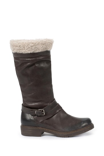 Celtic & Co. Brown Sheepskin Trim Cuff Long Boots