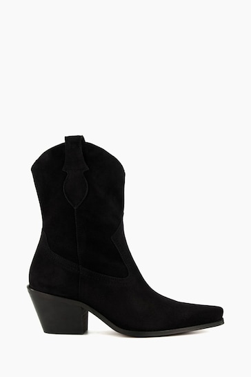 Dune London Black Pardner Pull-On Western Boots