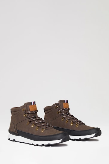 Threadbare Brown Contrast Sole Hiker Boots