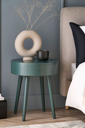 Buy Forest Green Painted 1 Drawer Round Bedside Table from the Next UK online shop