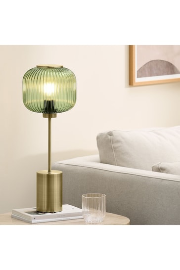 MADE.COM Green & Antique Brass Briz Table Lamp