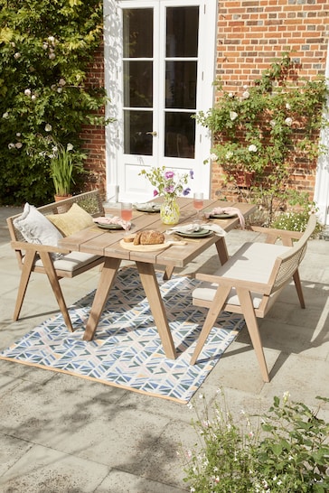 Natural Amalfi Garden Wooden Dining Bench Set