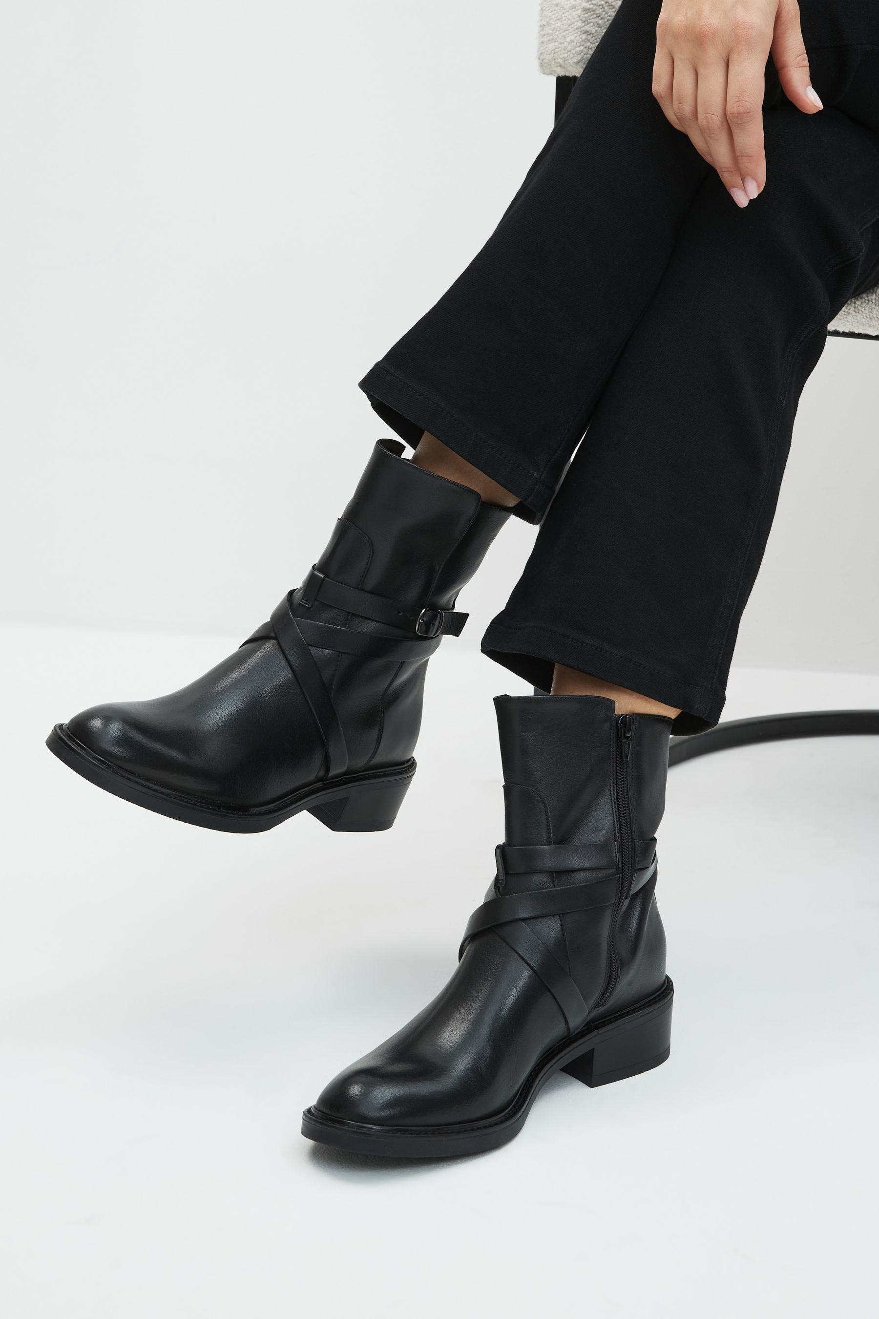 Skechers bikers flare strap ankle boot sale
