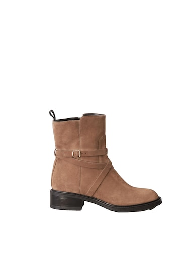 Tan Brown Signature Leather Strap Detail Ankle Boots