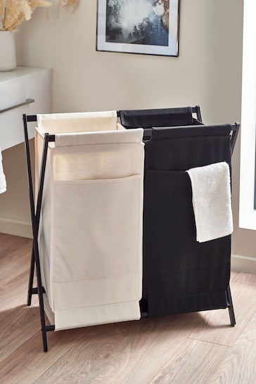 Monochrome Collapsible Sorter Laundry Basket