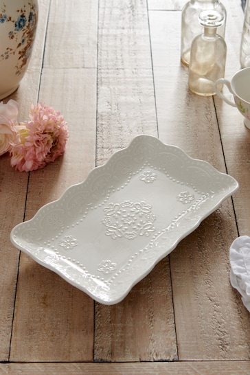 Shabby Chic by Rachel Ashwell® White Lace Embossed Fine China Platter
