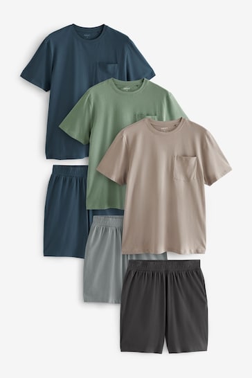 Green/Navy Blue/Bone Cream Pyjama Sets 3 Pack
