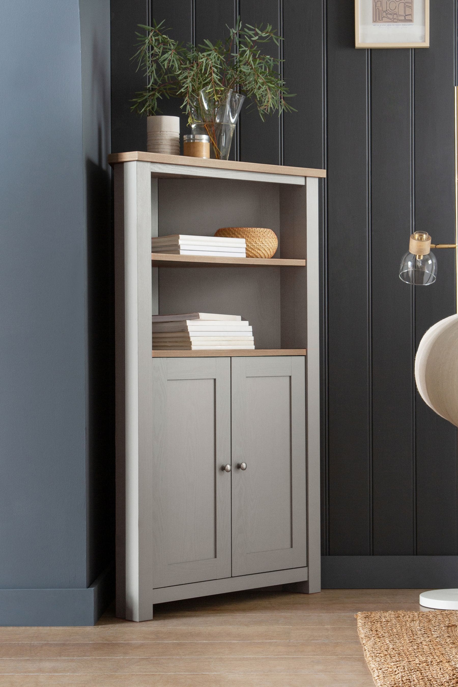 Grey corner hutch cheap