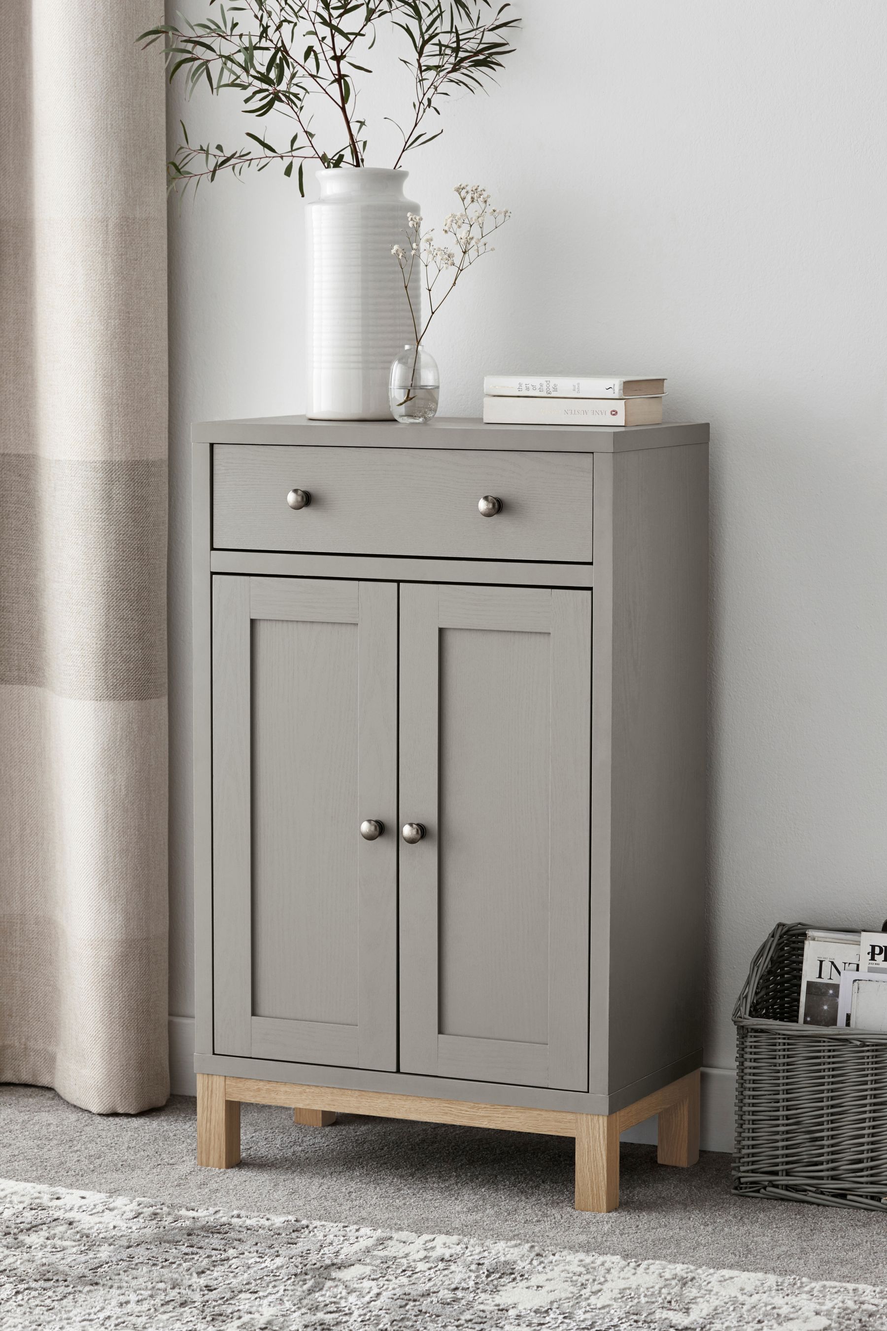 Dove Grey Malvern Oak Effect Space Saving Sideboard