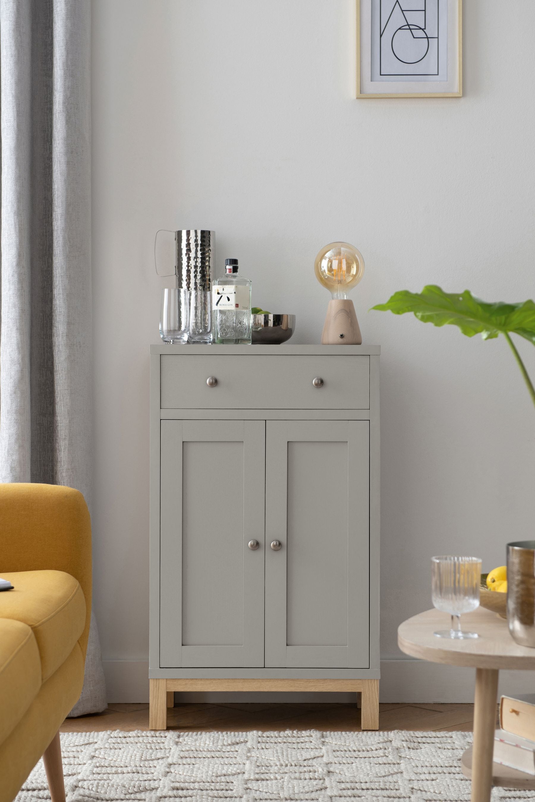 Dove Grey Malvern Oak Effect Space Saving Sideboard