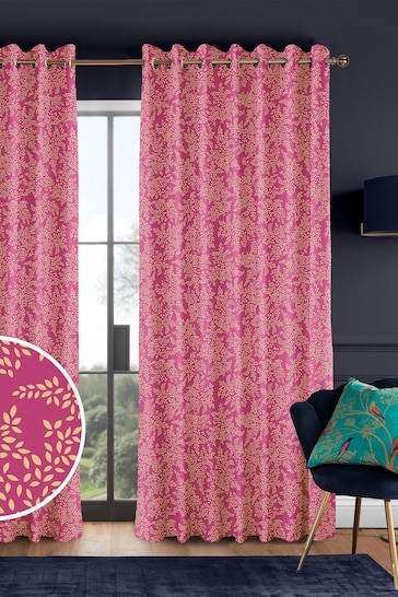 Sara Miller Fuchsia Little Leaves Made to Measure Curtains