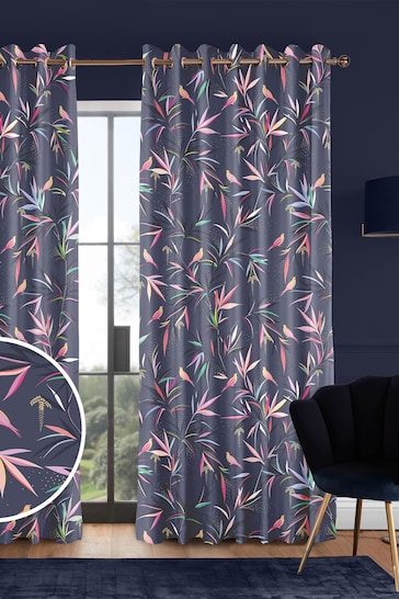 Sara Miller Smokey Blue Bamboo Made to Measure Curtains