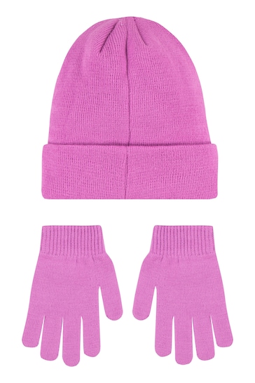 Nike Pink Kids Club Beanie Hat and Gloves Set