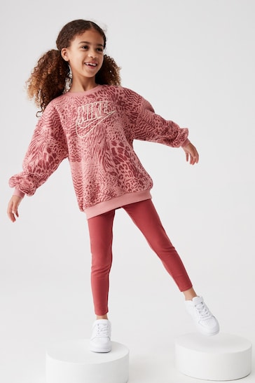 Nike Pink Little Kids Animal Sweatshirt and Leggings Set
