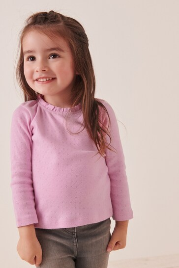 Pink Brushed Pointelle Top (3mths-7yrs)