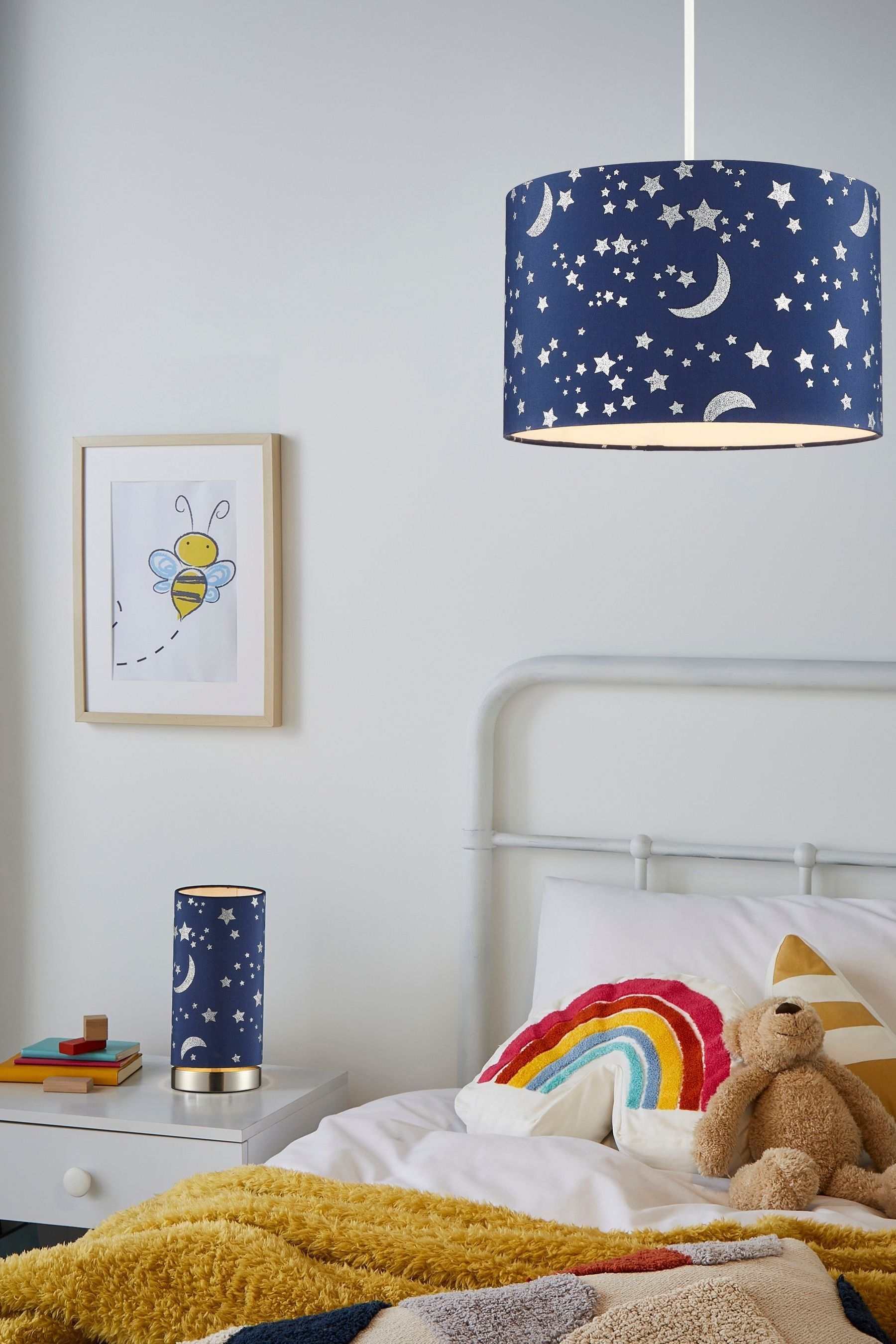 glow Blue Moon And Star Foil Table Lamp