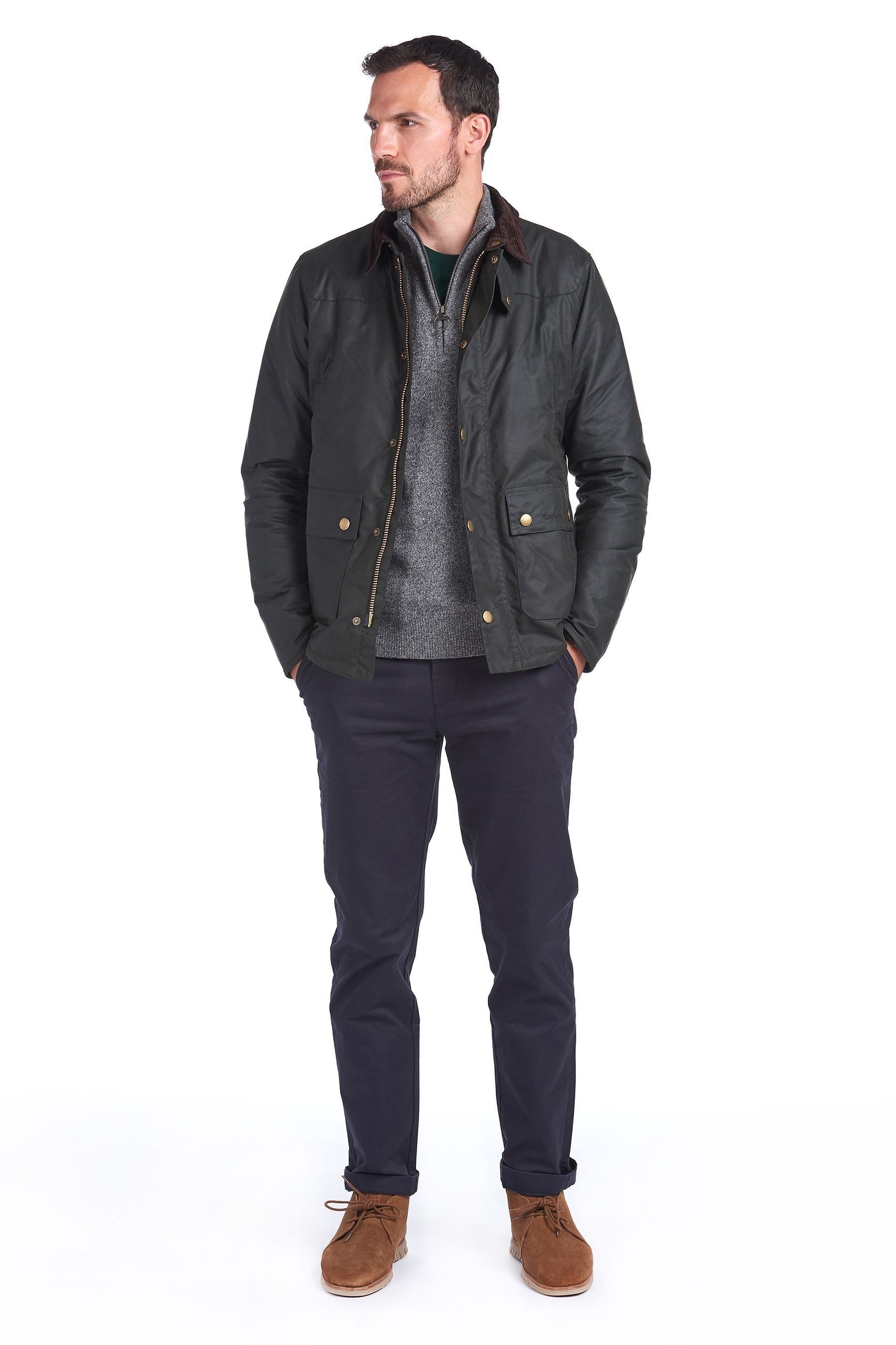 Barbour reelin wax jacket best sale green
