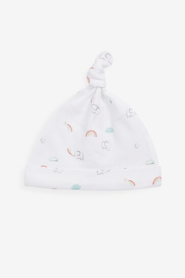 White Bright Rainbow Print Baby Tie Top Hats 3 Pack (0-12mths)