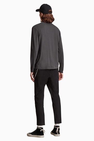 AllSaints Black Lobke Long Sleeve Crew Top