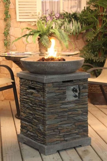 Callow Grey Garden Premium Slate Effect Gas Fire Pit And Fire Bowl