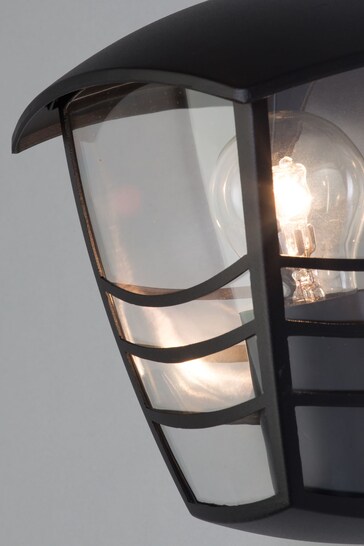 BHS Black Perdita Curved Lantern Outdoor Light
