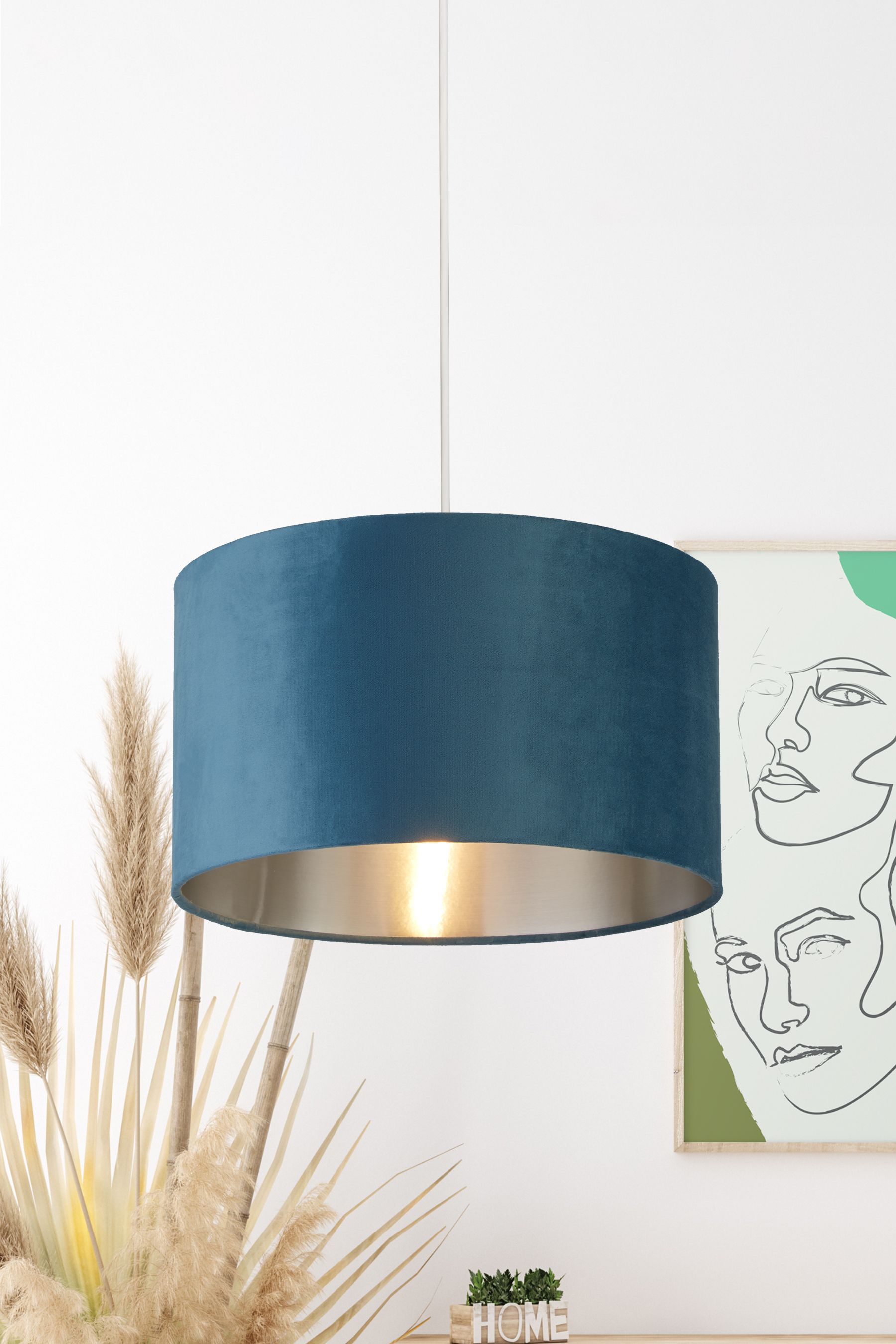 Buy Searchlight Josie Teal Blue Velvet Easy Fit Shade from the