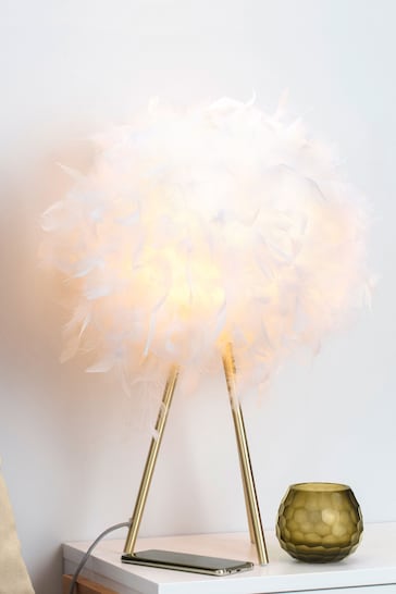 BHS Brass Plume Feather Tripod Table Lamp
