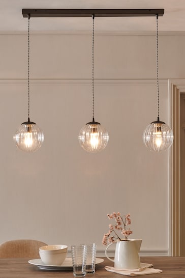 Pewter Grey Bourton Linear 3 Light Pendant Ceiling Lights