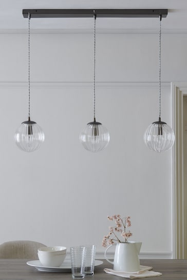 Pewter Grey Bourton Linear 3 Light Pendant Ceiling Lights
