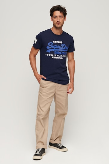 Superdry Tois Blue Grit Vintage Logo T-Shirt