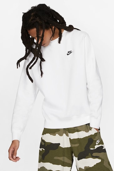 Nike White Club Crew Sweatshirt