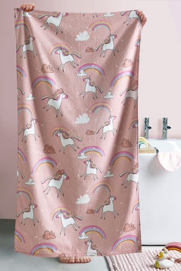 Pink Unicorn Childrens Towel 100% Cotton