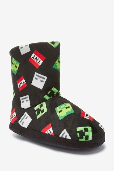 Minecraft Black Warm Lined Slipper Boots