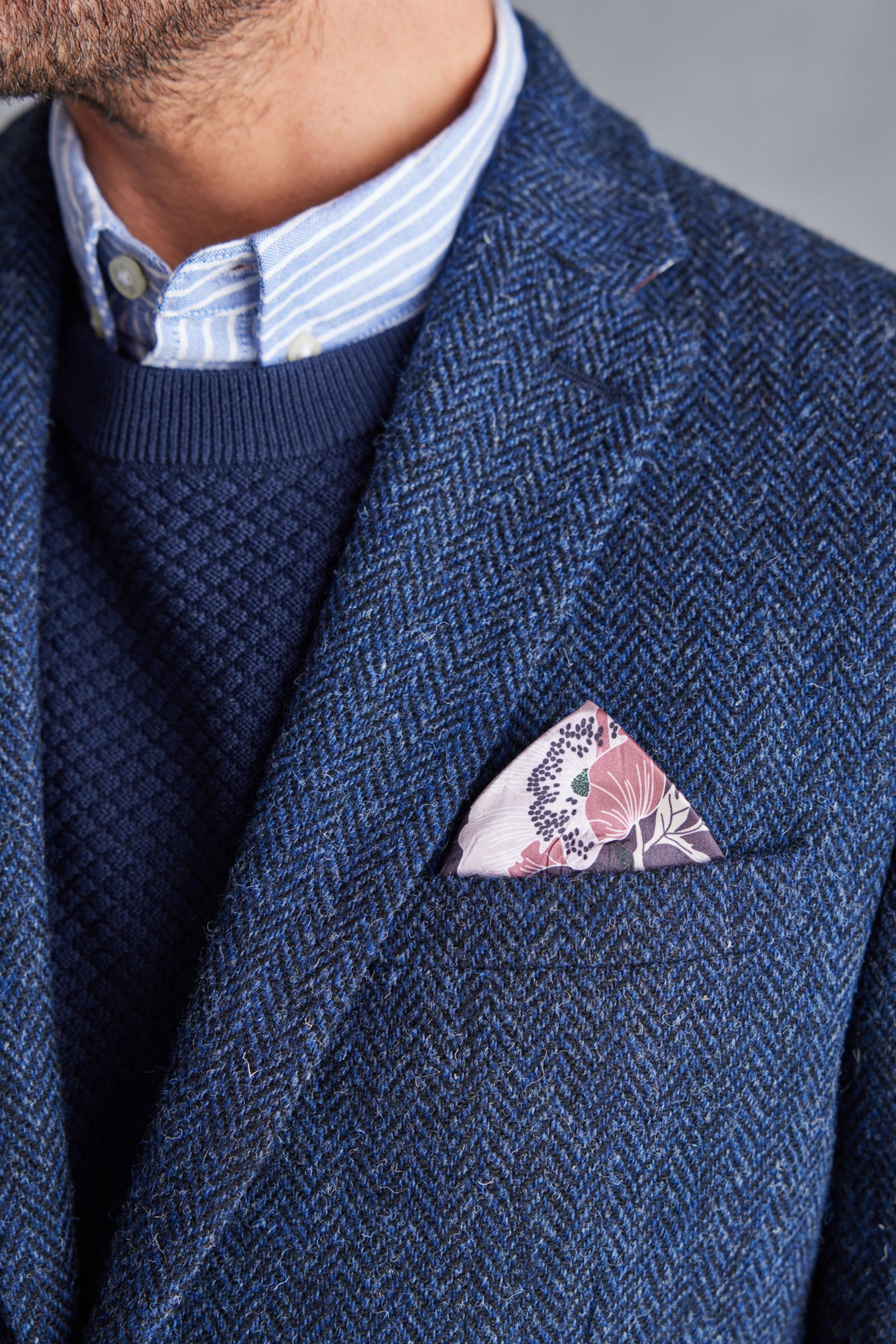 Harris tweed blue new arrivals herringbone jacket