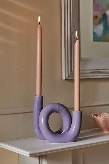 Lilac Purple Twisted Taper Candle Holder