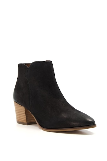 Dune London Black Wide Fit Parlor Cropped Western Ankle Boots