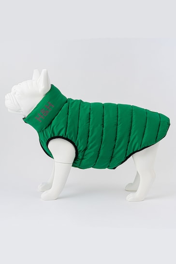 Hugo & Hudson Dark Green and Grey Reversible Dog Puffer Jacket