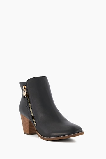 Dune London Black Wide Fit Paicey Zip-Up Ankle Boots