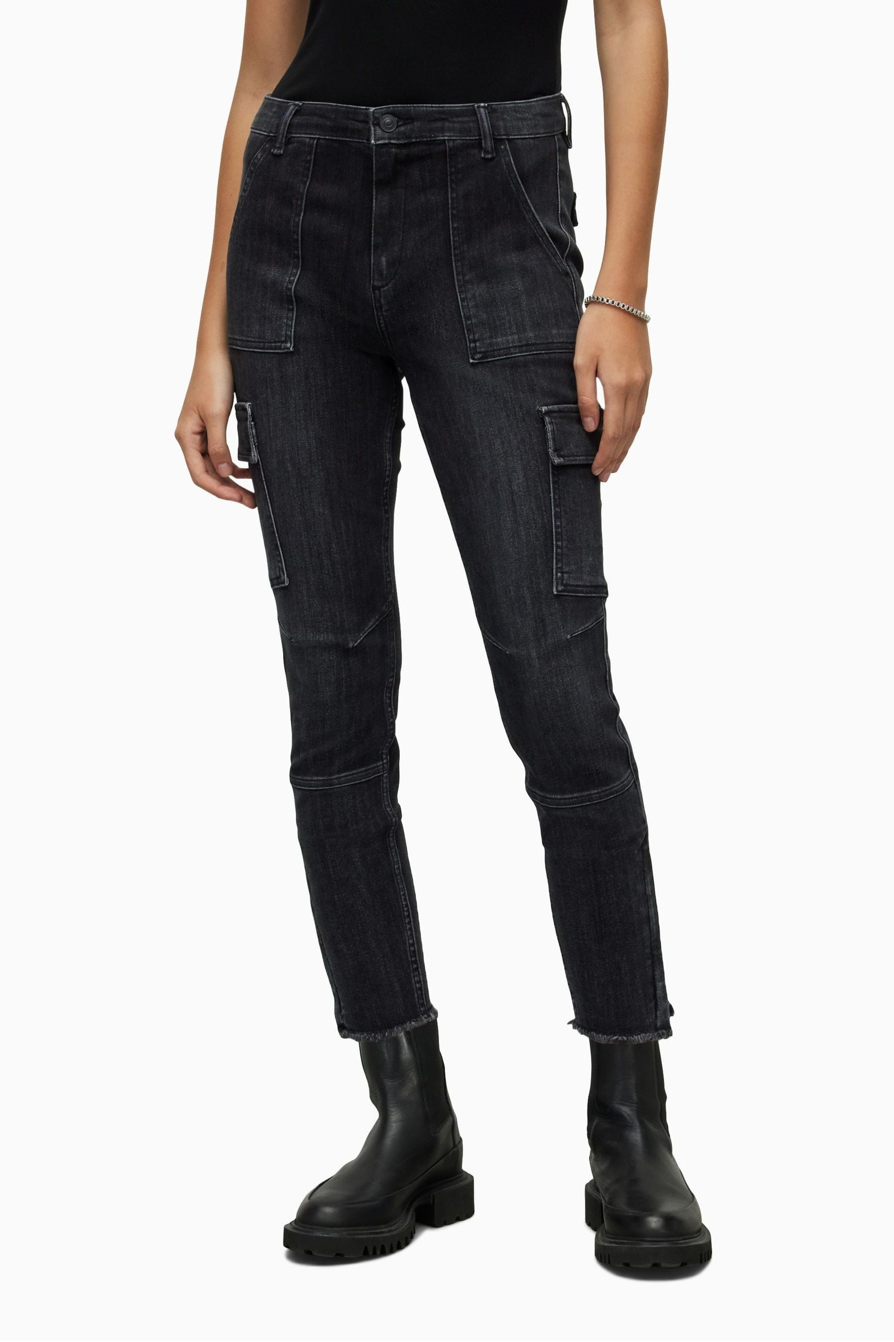 AllSaints Duran Black Skinny Cargo Jeans