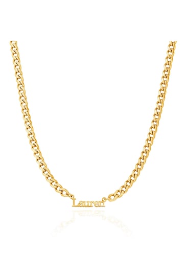 Abbott Lyon Gold Plated Curb Chain Editorial Personalised Name Necklace