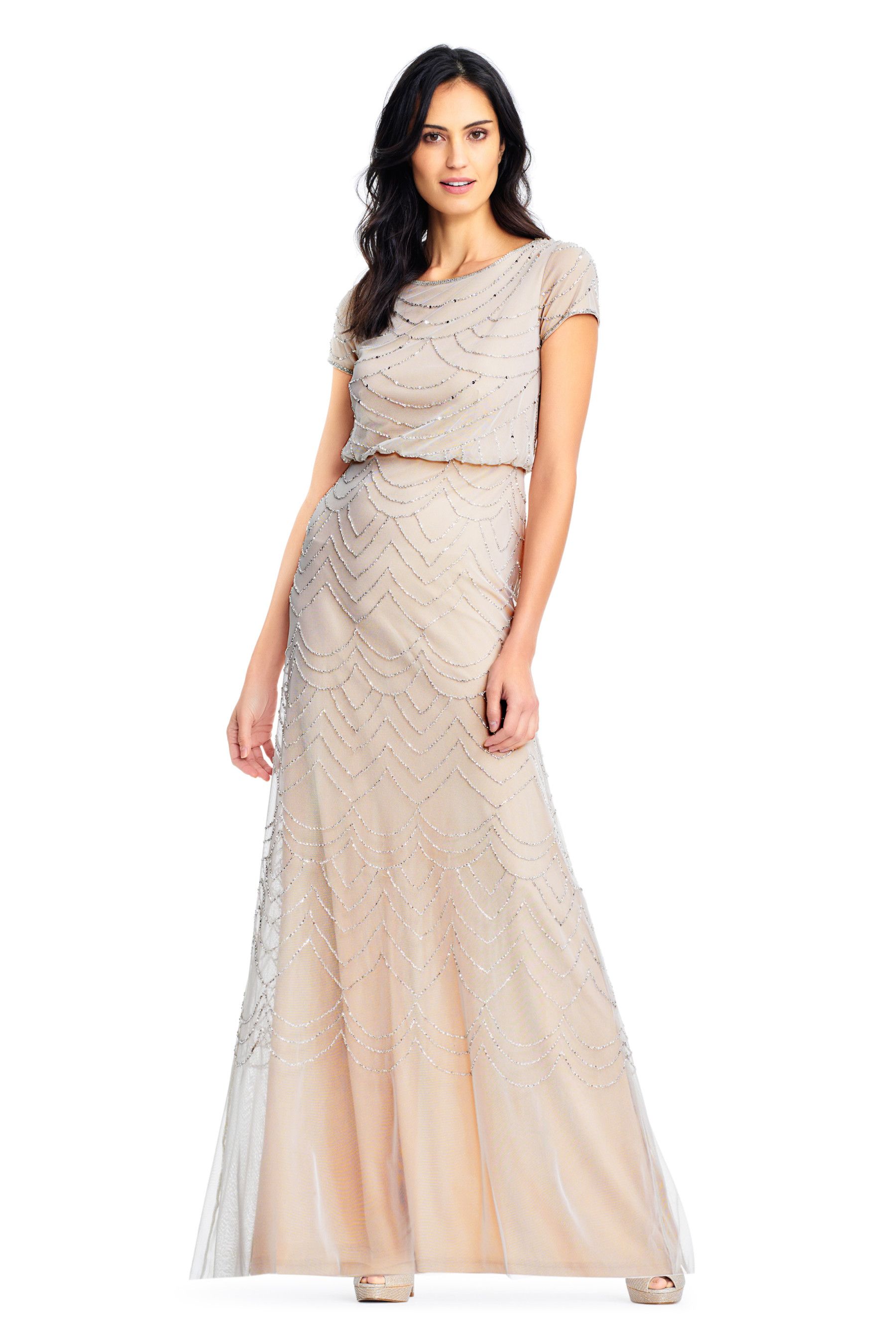 Adrianna papell petite beaded blouson on sale gown